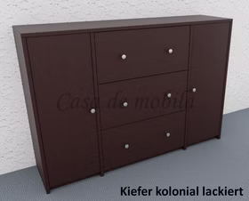 Kommode 3 türig und 3 große schubladen 178x123x46cm CONTRA Massivholz Hochkommode 3 türig und 3 große schubladen CONTRA 178x123x46cm kiefer massiv dunkelbraun kolonial lackiert Casa de mobila Goslar