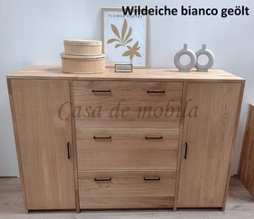 Kommode 3 türig und 3 große schubladen 178x123x46cm CONTRA Massivholz Wäscheschrank 3 türig und 3 große schubladen CONTRA 178x123x46cm Wildeiche massiv bianco geölt Casa de mobila Goslar