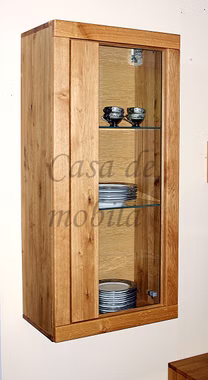Hängevitrine links 58x122x35cm HORIZONT Massivholz geölt Hängeschrank mit glastür links HORIZONT 58x122x35cm Wildeiche massiv natur geölt Casa de mobila Goslar
