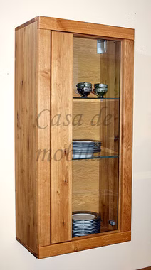 Hängevitrine links 58x122x35cm HORIZONT Massivholz geölt Hängevitrine links HORIZONT 58x122x35cm Wildeiche massiv natur geölt Casa de mobila Goslar