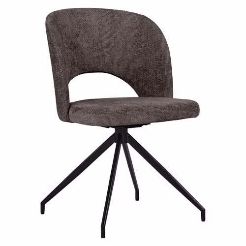 Polsterstuhl drehbar TATUM 53x83x59cm Polster dunkelgrau, Metallgestell schwarz