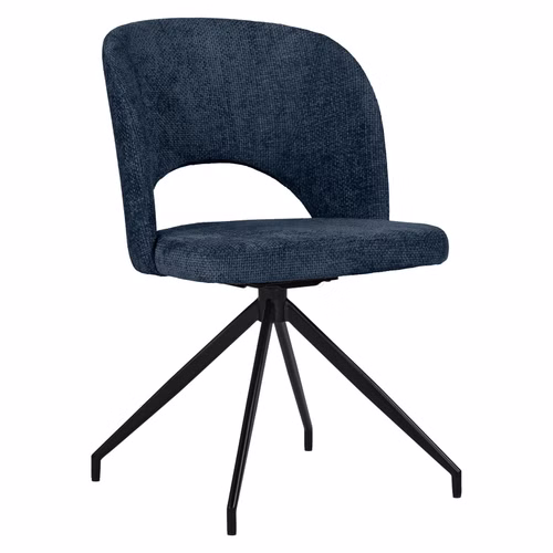 Polsterstuhl drehbar TATUM 53x83x59cm Polster dunkelblau, Metallgestell schwarz