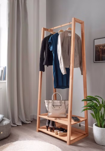 Garderobe 85x190x60cm BERN Kleiderständer Kernbuche massiv natur geölt