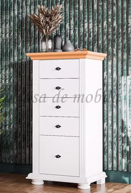 Schubladenkommode 55x106x37cm MONA Fichte weiß honigfarben Schubladenkommode MONA 55x106x37cm Fichte massiv weiß / honigfarben lackiert Rauten-Griff Casa de mobila Goslar