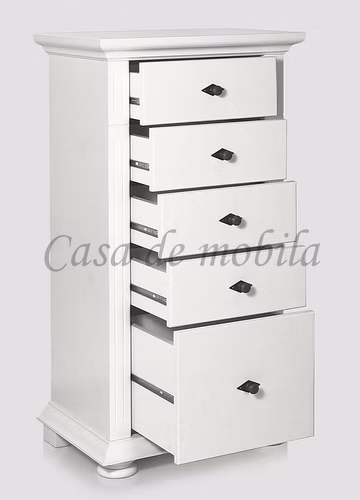 Schubladenkommode 55x106x37cm MONA Fichte weiß lackiert Schubladenkommode MONA 55x106x37cm Fichte massiv weiß lackiert Rauten-Griff Casa de mobila Goslar