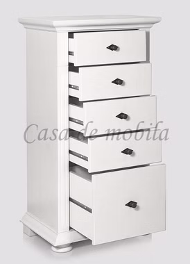 Schubladenkommode 55x106x37cm MONA Fichte weiß lackiert Schubladenschrank MONA 55x106x37cm Fichte massiv weiß lackiert Rauten-Griff Casa de mobila Goslar