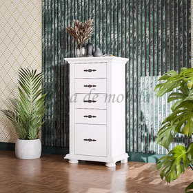 Kommode mit 5 Schubladen 55x106x37cm MONA Fichte massiv weiß lackiert Massivholz Schubladenschrank MONA 55x106x37cm Fichte massiv weiß lackiert Sild-Griff Casa de mobila Goslar