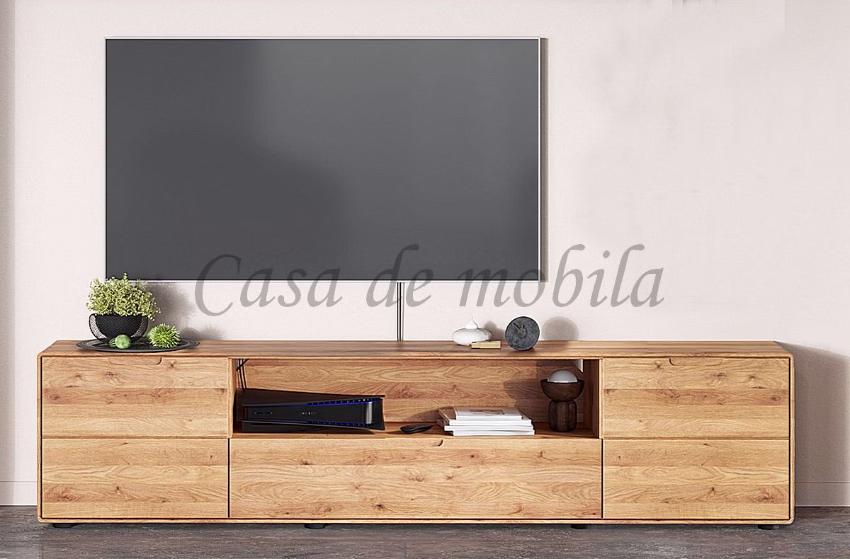GOSE – TV-Lowboard Massivholz TV-Lowboard breit 2 Türen 200x47x40cm GOSE Wildeiche massiv natur geölt Casa de mobila Goslar