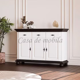 Anrichte 3türig KOPENHAGEN Fichte massiv 2farbig antikweiß / kolonial Landhausstil