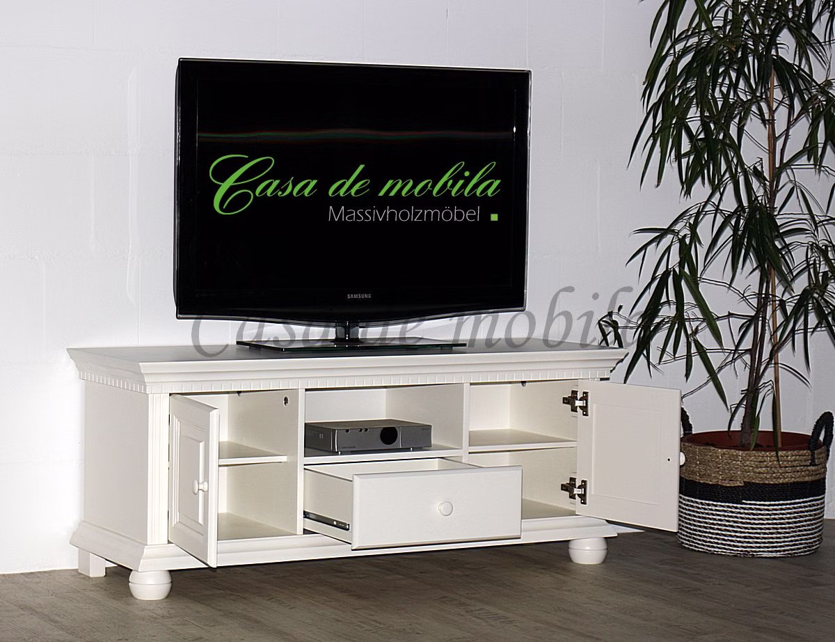 KOPENHAGEN – offenes TV-Lowboard Weißes TV-Lowboard mit Fernseher
