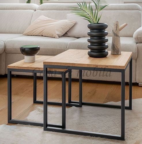 Beistelltisch 2er Set 50x43x50cm/40x38x40cm OAKLAND Wildeiche geölt