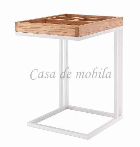 Beistelltisch mit metallbeine weiß 50x60x40cm LENNY Wildeiche geölt Beistelltisch LENNY 50x60x40cm Wildeiche massiv natur geölt Metallgestell weiß Casa de mobila Goslar