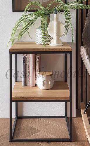 Beistelltisch metallbeine 40x60x40cm JOSA Wildeiche geölt Beistelltisch mit ablage JOSA 40x60x40cm Wildeiche massiv natur geölt Metallgestell schwarz Casa de mobila Goslar