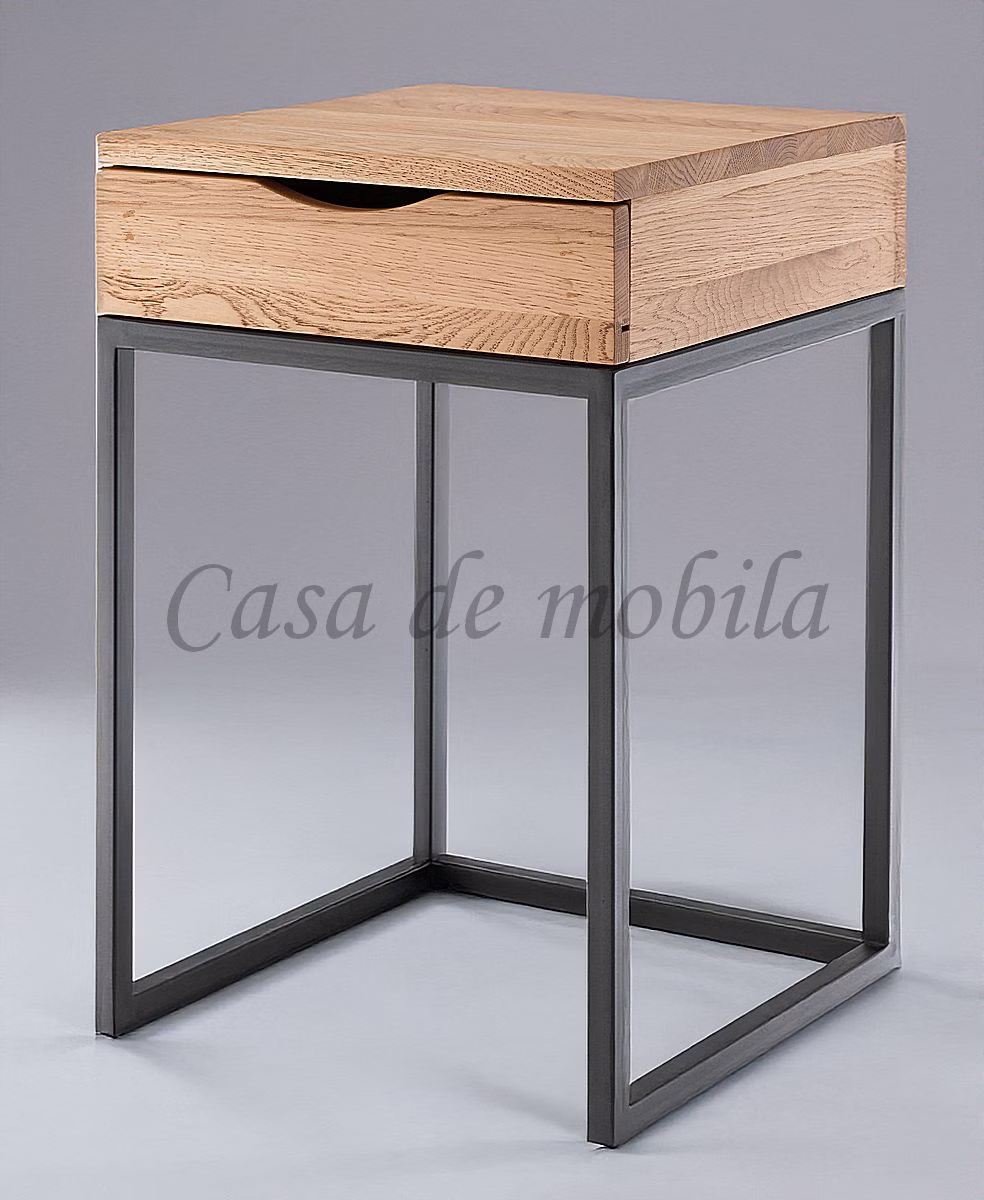 Beistelltisch 40x60x40cm AARON mit Schublade Wildeiche massiv geölt Beistelltisch AARON mit metallbeine schwarz 40x60x40cm und Schublade Wildeiche massiv natur geölt Casa de mobila Goslar