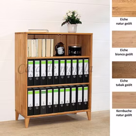 Standregal 3 Fächer, Holzfüße M1 90x112x40cm MIDO Massivholz geölt Standregal MIDO 90x112x40cm Kernbuche Eiche massiv natur bianco tabakfarben geölt Casa de mobila Goslar