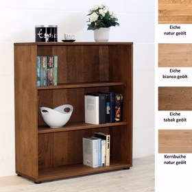 Standregal 3 Fächer 90x100x32cm MIDO Massivholz geölt Regal MIDO 90x100x32cm Kernbuche Eiche massiv natur bianco tabakfarben geölt Casa de mobila Goslar