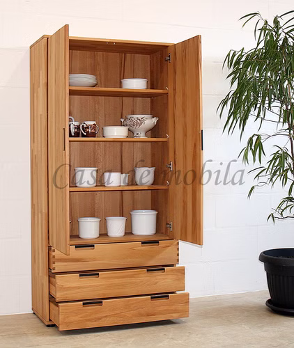 Büroschrank 2türig MIDO 90x180x40cm Kernbuche Eiche massiv natur bianco tabakfarben geölt Casa de mobila Goslar