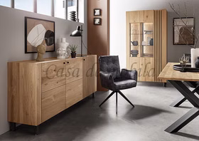 Sideboard 200x89x45cm ASCONA Wildeiche geölt Geschirrschrank mit akustikpaneele 3 türig ASCONA 200x89x45cm eiche massiv natur geölt Casa de mobila Goslar