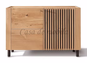 Geschirrschrank mit paneele 2 türig ASCONA 140x89x45cm Wildeiche massiv natur geölt Casa de mobila Goslar