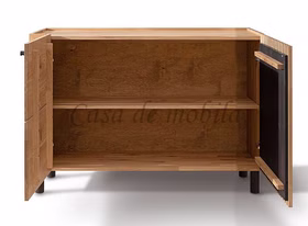 Geschirrschrank mit akustikpaneele 2 türig ASCONA 140x89x45cm Wildeiche massiv natur geölt Casa de mobila Goslar