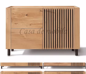Kommode mit akustikpaneele 2 türig ASCONA 140x89x45cm Wildeiche massiv natur geölt Casa de mobila Goslar