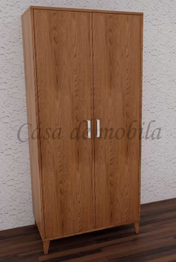 Kleiderschrank 90x180x56cm MIDO 2-türig Eiche geölt Kleiderschrank 2-türig Eiche massiv tabak nußbaumfarben geölt mit Holzfüßen und Griff 2 weiß Casa de mobila Goslar