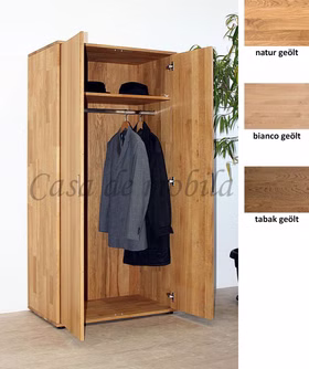 Kleiderschrank 90x180x56cm MIDO 2türig Eiche massiv geölt Kleiderschrank 2-türig MIDO 90x180x56cm Eiche massiv natur braun oder bianco geölt Casa de mobila Goslar