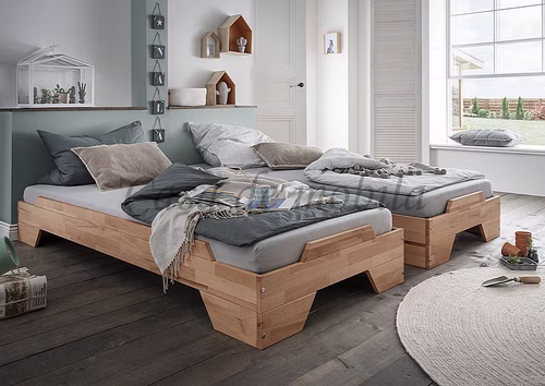 Stapelbetten 2er set 90x200x30cm DENVER Buche massiv geölt Casa de mobila Goslar
