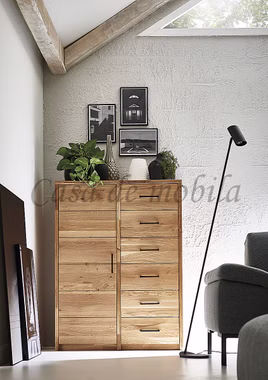 Hochkommode CONTRA 92x123x33cm Wildeiche massiv natur geölt