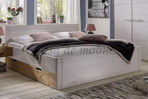 Holzbett mit Schubladen 140x200x45cm Schubladenbett Kiefer massiv 2farbig weiß lasiert / gelaugt geölt Holzbett mit Schubladen 140x200x45cm Schubladenbett Kiefer massiv 2farbig weiß lasiert / gelaugt geölt