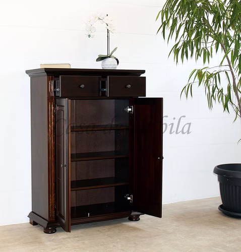 Schuhschrank MONA 86x120x37cm Landhaus Fichte massiv nussbaumfarben lackiert Casa de mobila Goslar