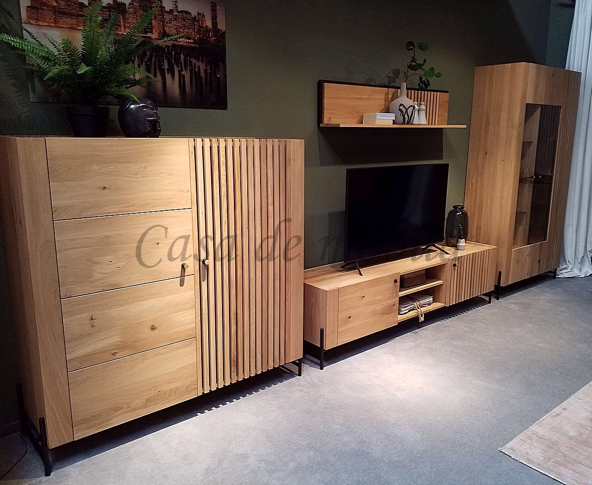 ASCONA – vierteilige Wohnwand Große Holzwohnwand mit breitem Schrank