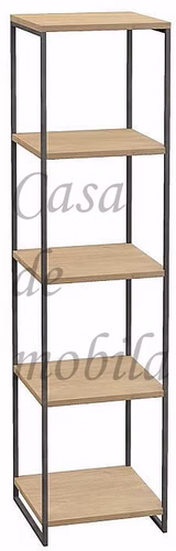 Bücherregal LISSABON 40x160x40cm Wildeiche massiv natur geölt Schwarzstahl Casa de mobila Goslar
