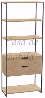 Büro-Regal mit schubladen und Metallgestell 80x198x40cm Lissabon Eiche massiv Natur geölt Casa de mobila Goslar Büro-Regal mit schubladen und Metallgestell 80x198x40cm Lissabon Eiche massiv Natur geölt Casa de mobila Goslar