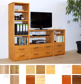 Phono-Regal mit schubladen 178x161x46cm CONTRA Massivholz TV-Regal CONTRA 178x161x46cm Kiefer Kernbuche Wildeiche massiv natur oder bianco geölt Casa de mobila Goslar
