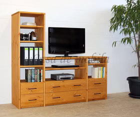 Phono-Regal mit schubladen 178x161x46cm CONTRA Massivholz Phono-Regal mit schubladen CONTRA 178x161x46cm Kiefer massiv bernsteinfarben geölt Casa de mobila Goslar