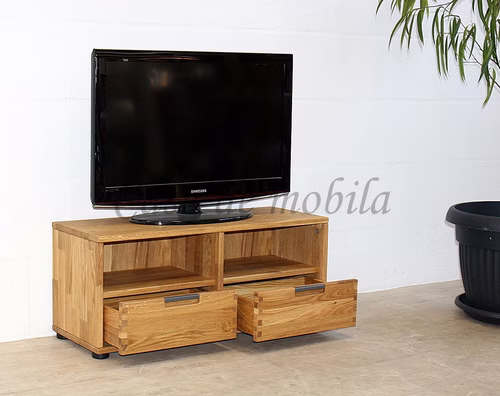 TV-Lowboard klein MIDO 90x36x40cm Eiche massiv natur, bianco, nussbaumfarben geölt Casa de mobila Goslar