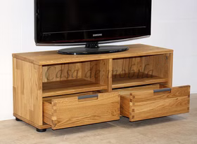 TV-Lowboard 90x36x40cm MIDO Eiche massiv geölt Fernsehschrank klein mit schubladen 90x36x40cm Mido Eichenholz natur geölt Casa de mobila Goslar