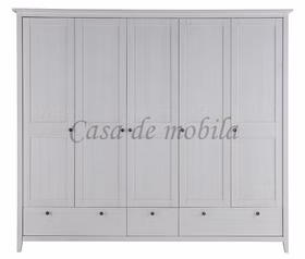 Kleiderschrank 230x210x57cm SOLVITA 5türig Kiefer weiß gewachst Drehtürenschrank SOLVITA 230x210x57cm 5türig Kiefer massiv weiß gewachst Casa de mobila Goslar