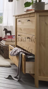 Wäschekommode 91x91x40cm SOLVITA Kiefer gelaugt geölt Schubladenschrank breit SOLVITA 91x91x40cm Kiefer massiv gelaugt geölt Casa de mobila Goslar