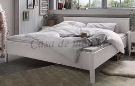 Bett SOLVITA 100/140/160/180/200x200x40cm Kiefer massiv weiß gewachst Casa de mobila Goslar