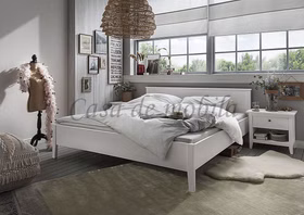 Doppelbett SOLVITA 100/140/160/180/200x200x40cm Kiefer massiv weiß gewachst Casa de mobila Goslar