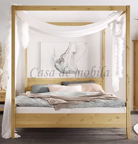 Himmelbett SOLVITA 100/140/160/180/200x200x40cm Kiefer massiv gelaugt geölt Casa de mobila Goslar
