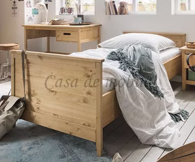 Einzelbett Holzbett 90x200 cm Kiefernholz massiv gelaugt geölt Solvita Casa de mobila Goslar