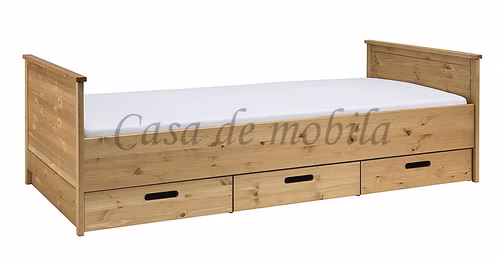 Schubladenbett SOLVITA 90x200 cm Kiefer massiv gelaugt geölt Casa de mobila Goslar