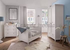 kinderbett Solvita 60x120 oder 70x140cm Kiefernholz massiv weiß gewachst Casa de mobila Goslar
