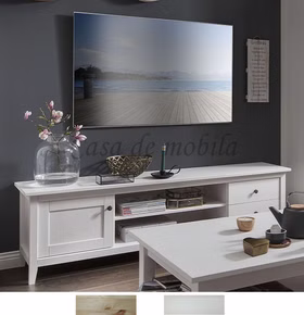 TV-Lowboard SOLVITA 180x51x40cm Kiefer massiv gelaugt geölt oder weiß Casa de mobila Goslar