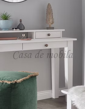 Schreibtisch mit 4 Schubladen 120xH85cm SOLVITA Kiefer massiv Sekretär mit Aufsatz und 4 Schubladen SOLVITA Kiefernholz massiv weiss Casa de mobila Goslar