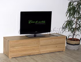 Massivholz TV-Kommode mit schubladen CONTRA 176x46x46cm Wildeiche massiv natur oder Bianco geölt Casa de mobila Goslar