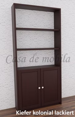 Bücherregal, 2 Holztüren HT2 89x199x33cm CONTRA Massivholz Standregal 2 Holztüren CONTRA 89x199x33 cm Kiefer massiv Dunkelbraun kolonial Casa de mobila Goslar
